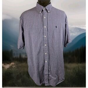Ralph Lauren‎ Sport Shirt Mens XL Check Pattern Short Sleeve Button Down
